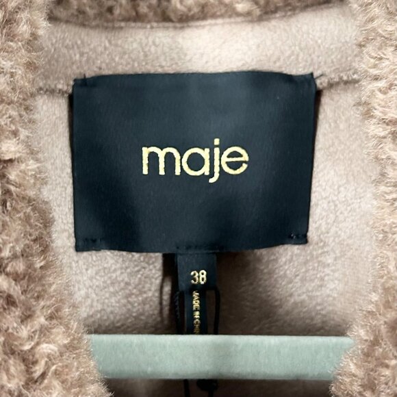 NWT Maje Belia Wool Blend Faux Sherpa Sweater Jacket - Picture 7 of 9